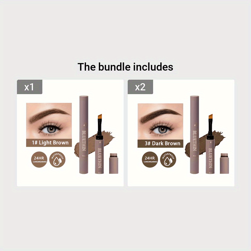 Waterproof and Sweat Proof Double-ended Eyebrow Cream - Smudge Proof Long Lasting Makeup Without Separation - Eyebrow Pencil With Matching Brush Eyebrow Pomade