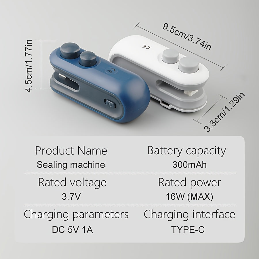 1pc Snack Bag Sealer with Magnetic Rechargeable Battery, Portable Mini Sealer for Picnics And Travel, Manual Plastic Sealing Machine, Magic Tool for Resealing Chips