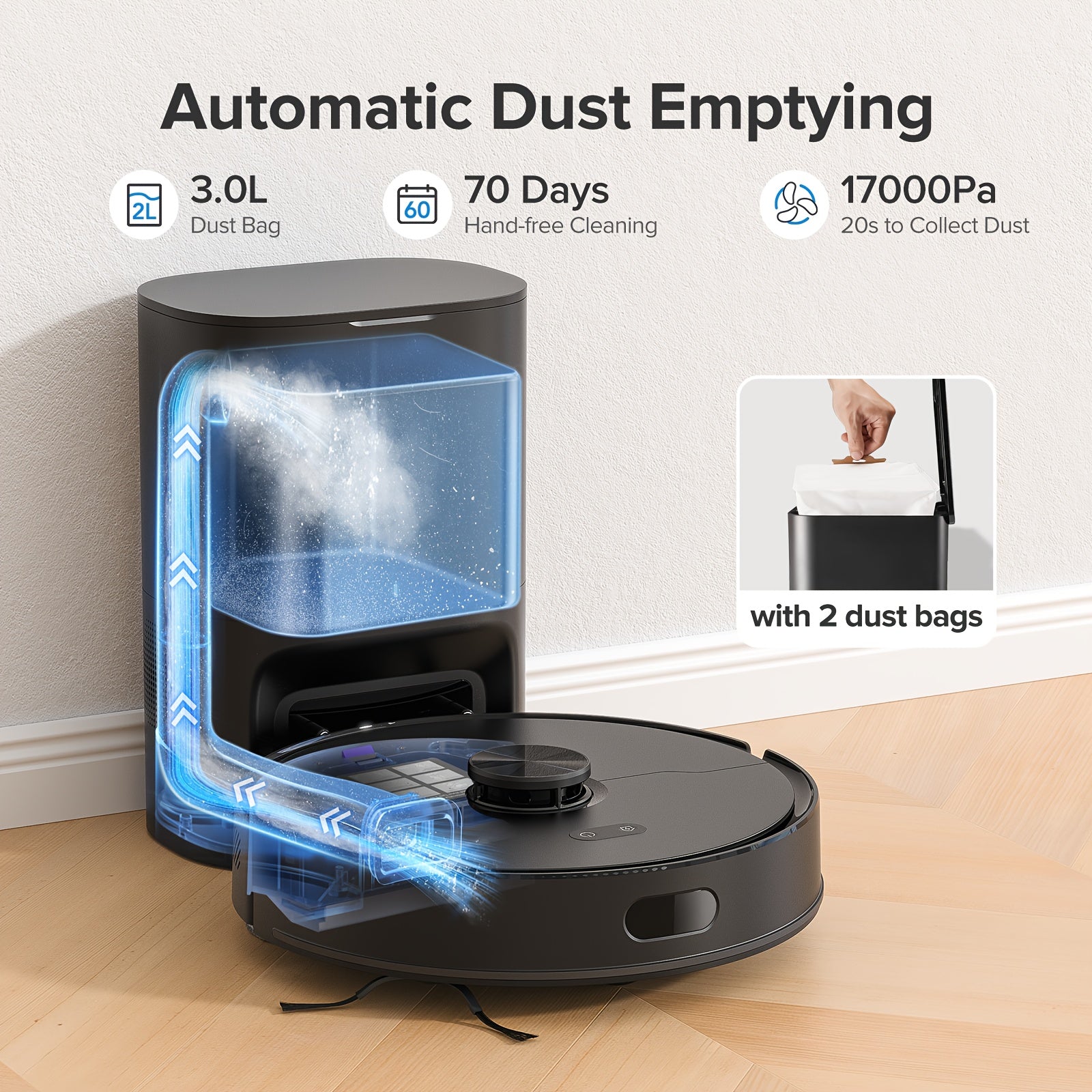 Robot Vacuum And Mop Combo 6500Pa, Lubluelu L15 Robot Vacuum, Auto-Charging, 5 Maps, 30 No-go Zones, WiFi/App/Alexa, 3in 1 Robot Vacuum Cleaner for Pet Hair Carpet Hard Floor, Robot Vacuum with Mop, Robotic Vacuum Cleaner And