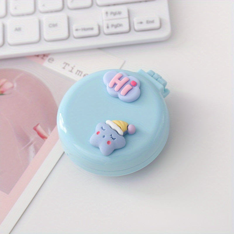 Cute Folding Airbag Comb With Mirror Cartoon Round Pocket Hair Brush With Makeup Mirror Compact Travel Hairbrush Mini Hair Massage Comb For Women And Girls