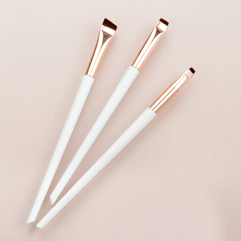 3Pcs Ultra-Thin Eyebrow Brush Set - Angled Precision Eyeliner Makeup Brushes, Synthetic Bristles Slanted Eye Brow Tinting Kit