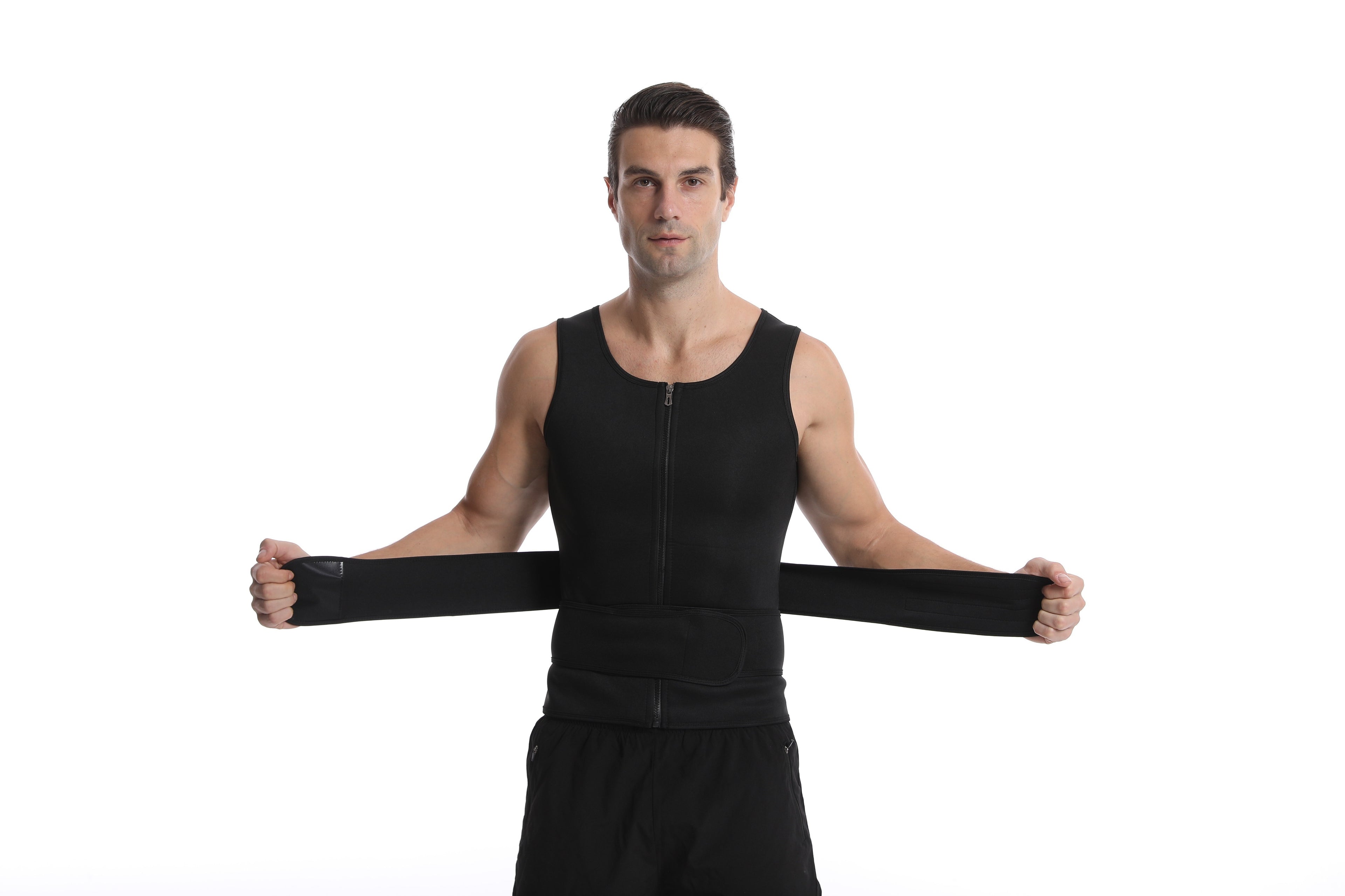 Men's Compression Sweat Sauna Vest, New Slimming Suit For Students, Waist Belts Body Shaper Back Support Tank Top For Workout Fitness Gym