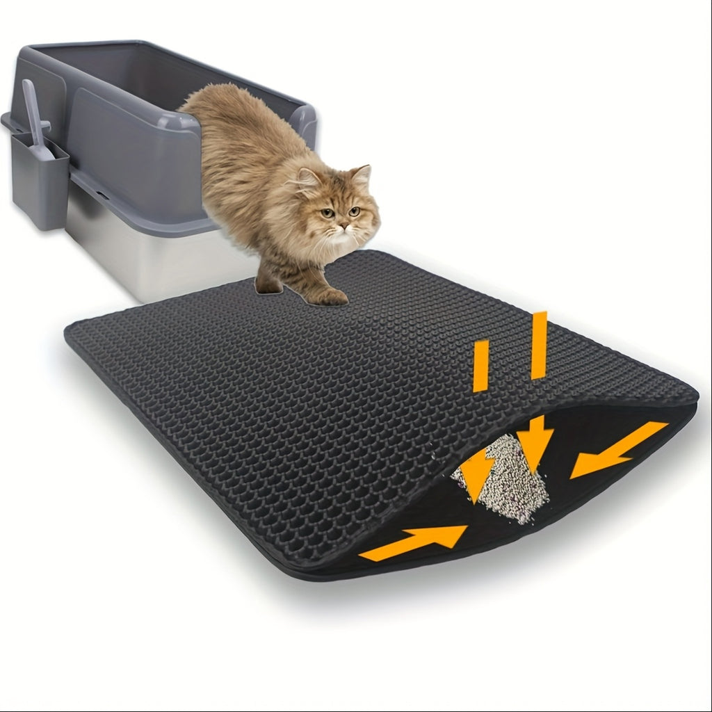 Cat Litter Mat, Beautiful Honeycomb Cat Litter Box Catcher Pad, Suitable for Cats, Odor Control Double Layer, Urine Waterproof, Washable, Phthalate-Free