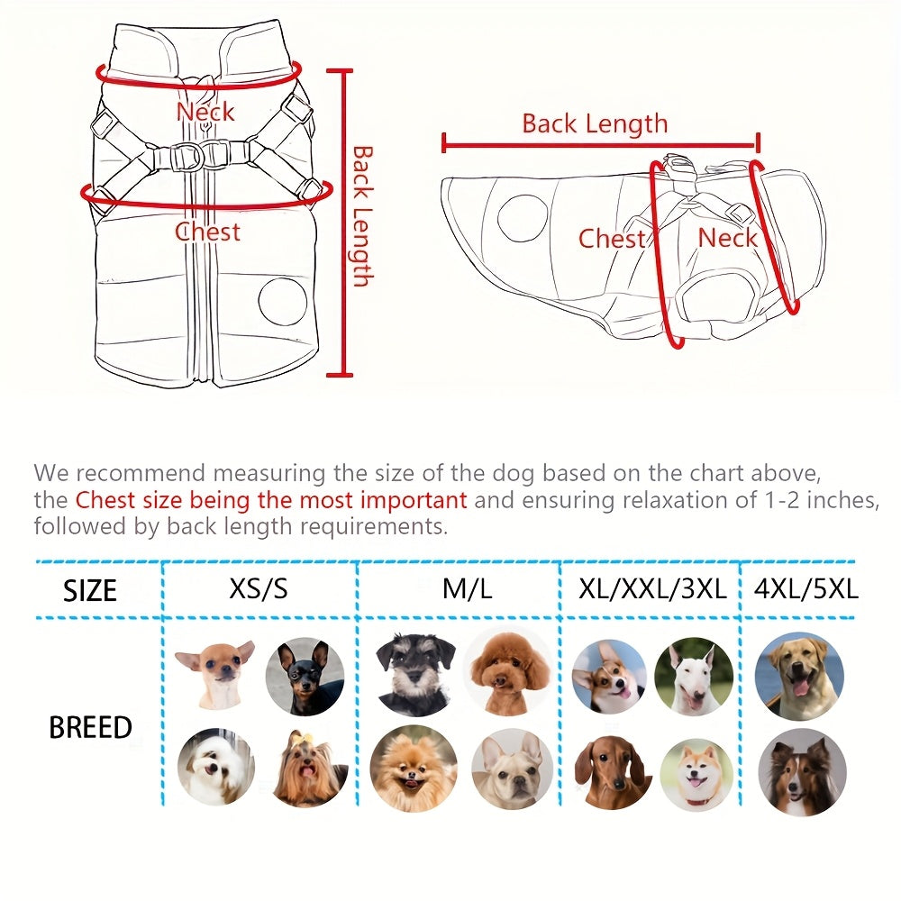 Warm Padded Dog Vest with Harness for Small and Medium Dogs - Red Coat for Extra Comfort and Security Christmas Gift