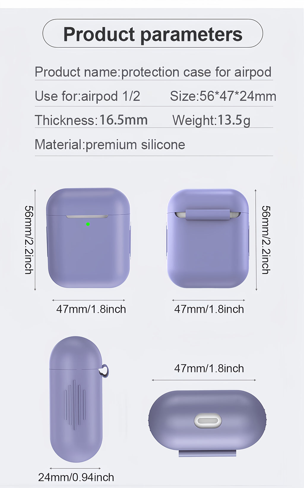 Suitable Silicone Case for AirPods - Protective Wireless Earphone Case Compatible with 1st and 2nd Generation - Headphone Shell