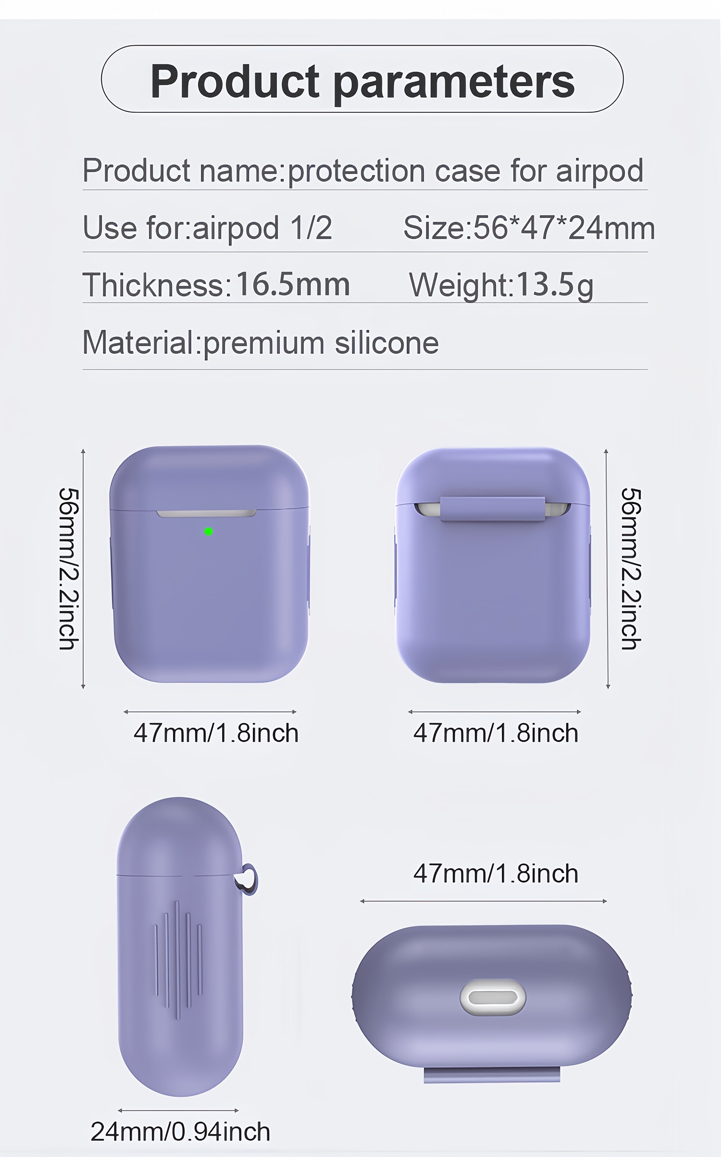 Suitable Silicone Case for AirPods - Protective Wireless Earphone Case Compatible with 1st and 2nd Generation - Headphone Shell