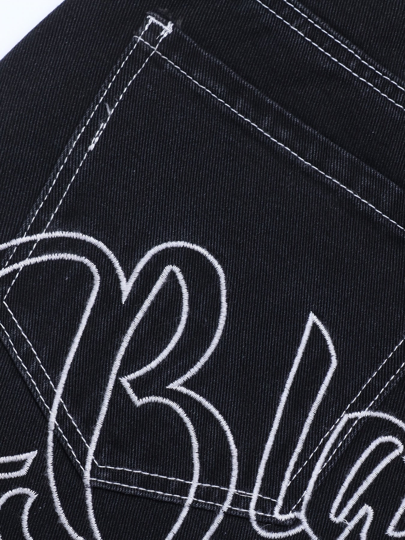 Y2k Letter Print Wide Leg Loose Fit Jeans, Men's Casual Slightly Stretch Street Style Multi Pocket Baggy Denim Pants For Spring Summer