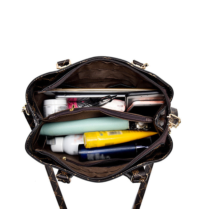 FKTSR Women's Elegant Floral Print Synthetic Leather Shoulder Bag with Detachable Strap & Tassel Accents - Summer Beach Tote, Casual Designer Handbag with Zipper Closure, Polyester Lining (Antique Bronze/Coffee/White/Black),