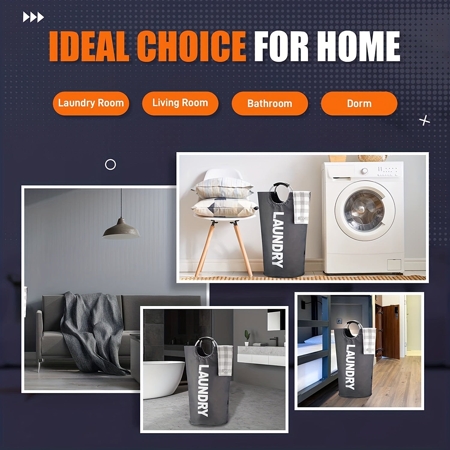 X-Large Laundry Basket, Collapsible Laundry Bag, Freestanding Tall Clothes Hamper, Laundry Hamper, Laundry Bag with Padded Handles, Clothes Hamper Stands Up Well, Collapsible Laundry Basket Easy Storage, Laundry Baskets