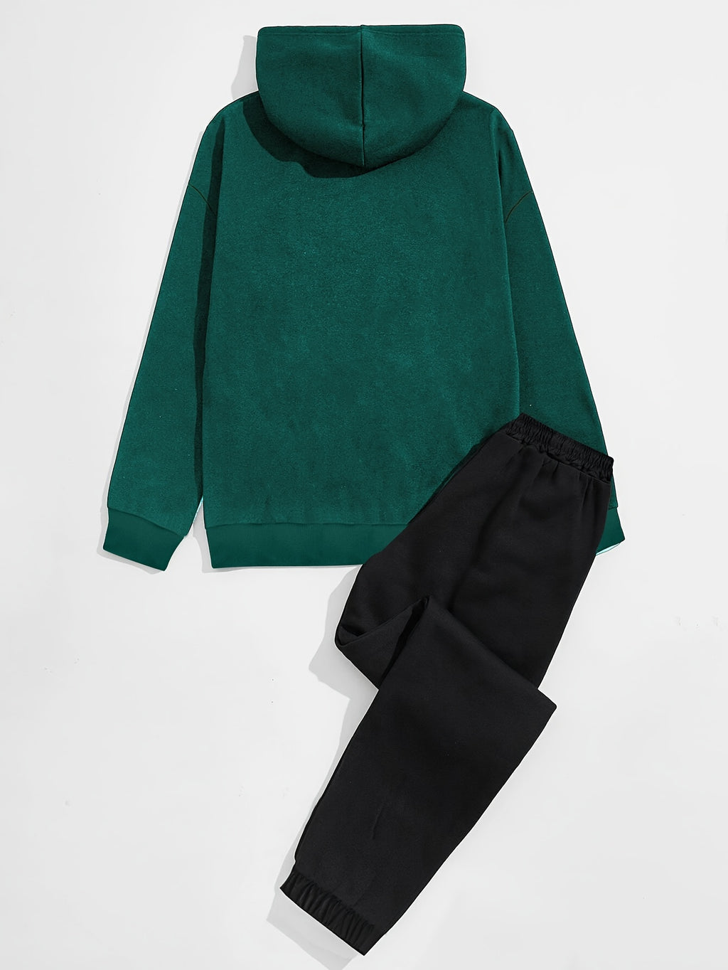 Men's Rose Graphic Print Pullover Hooded Sweatshirt Casual Outfit Set, 2 Pieces Long Sleeve Hoodies And Drawstring Sweatpants