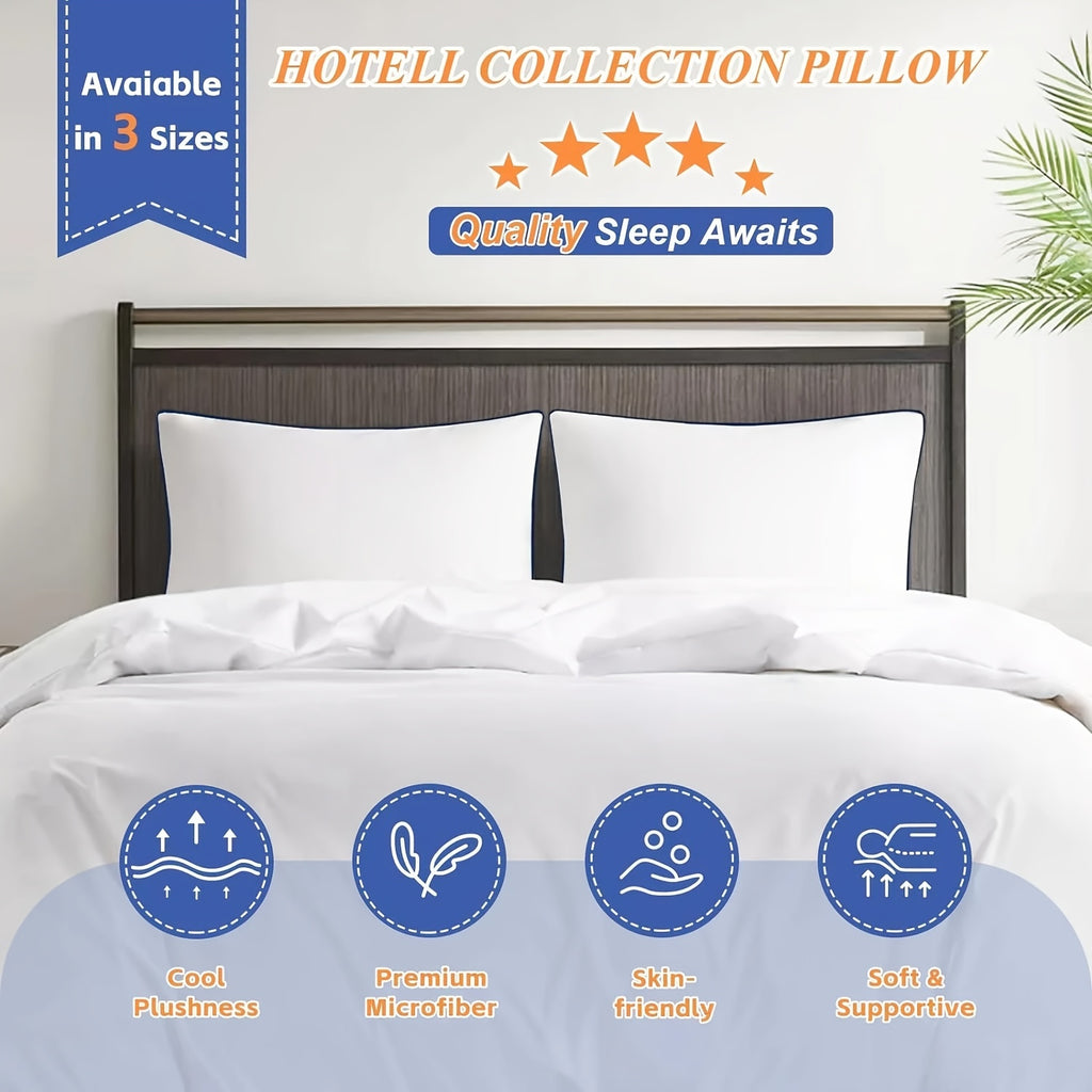 2/4 Pack Luxury Bed Pillows - Soft, Breathable, Hypoallergenic Down Alternative Fill for Back, Stomach, Side Sleepers | Hotel Quality, Machine Washable