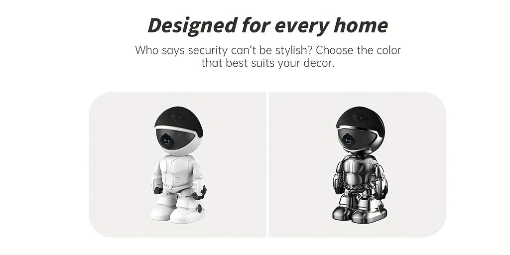 3MP HD Smart Robot Security Camera with 360° Night Vision, Two-Way Audio, Motion Detection & Wi-Fi - Indoor/Outdoor Wireless Pet & Home Surveillance System, 1296P HD Video, App-Controlled Robot Camera for Bedroom, Living Roo