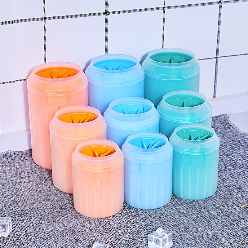 Portable Soft Silicone Pet Paw Cleaner Cup with Brush - Turquoise & Black Dog & Cat Paws Washing Cup, Non-Slip Base, Easy-Clean Durable Design for Indoor/ Use, Dirt & Debris Remover for Paws Before/After Walks, Dog Grooming,