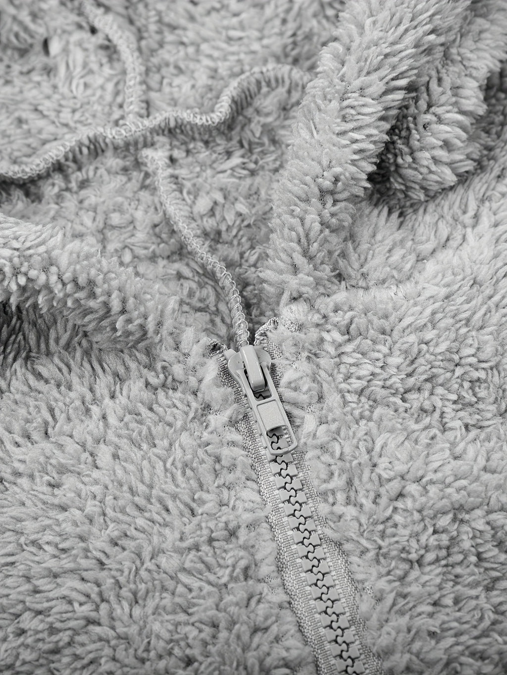 Fuzzy Hooded Pajama Jumpsuit For Music Festival, Comfy & Cute Long Sleeve Zipper Pajamas, Women's Lingerie & Sleepwear