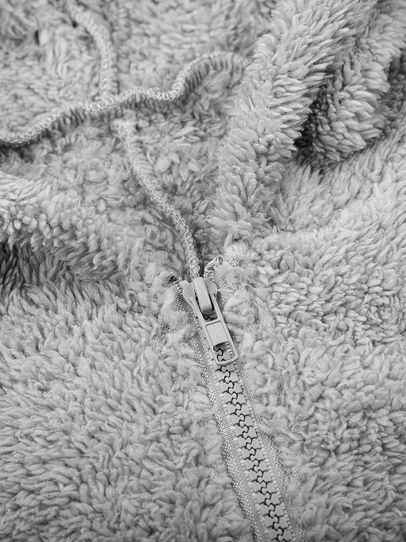 Fuzzy Hooded Pajama Jumpsuit For Music Festival, Comfy & Cute Long Sleeve Zipper Pajamas, Women's Lingerie & Sleepwear