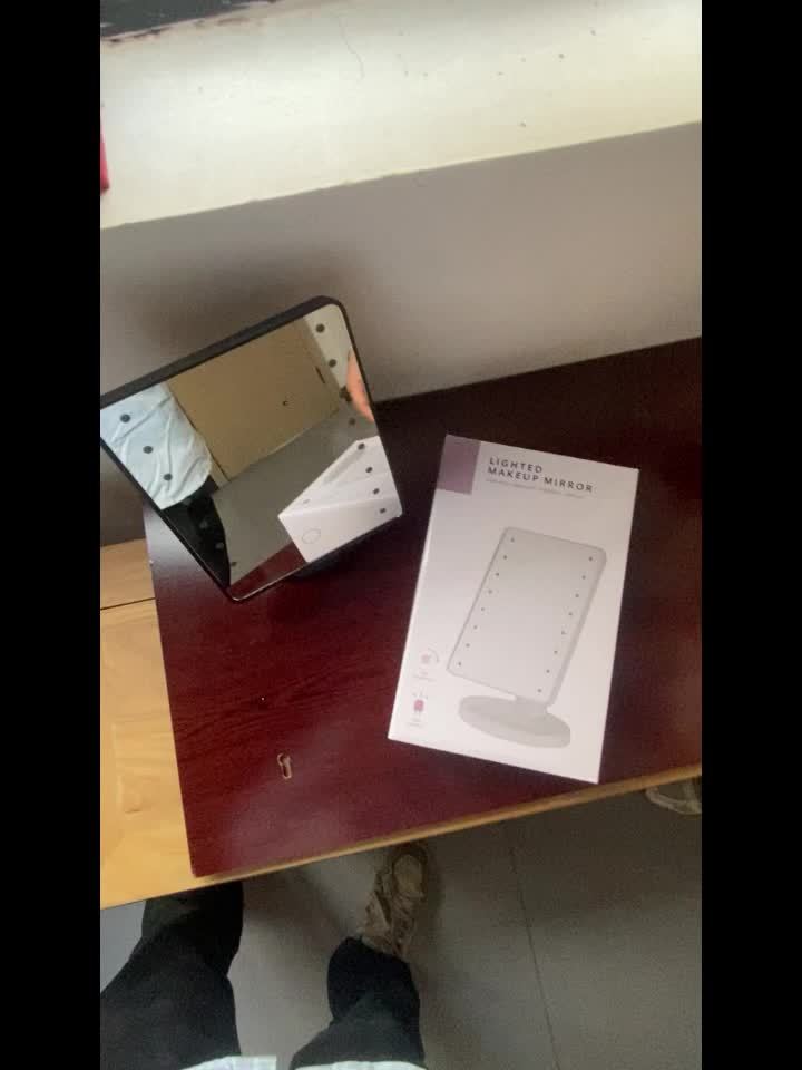 1PC Rotating Touch Screen Makeup Mirror with 16LED Lights - 3-Speed Adjustable Brightness, USB/Battery Dual Power, Portable Vanity Mirror for Bedroom, Dormitory, and Travel