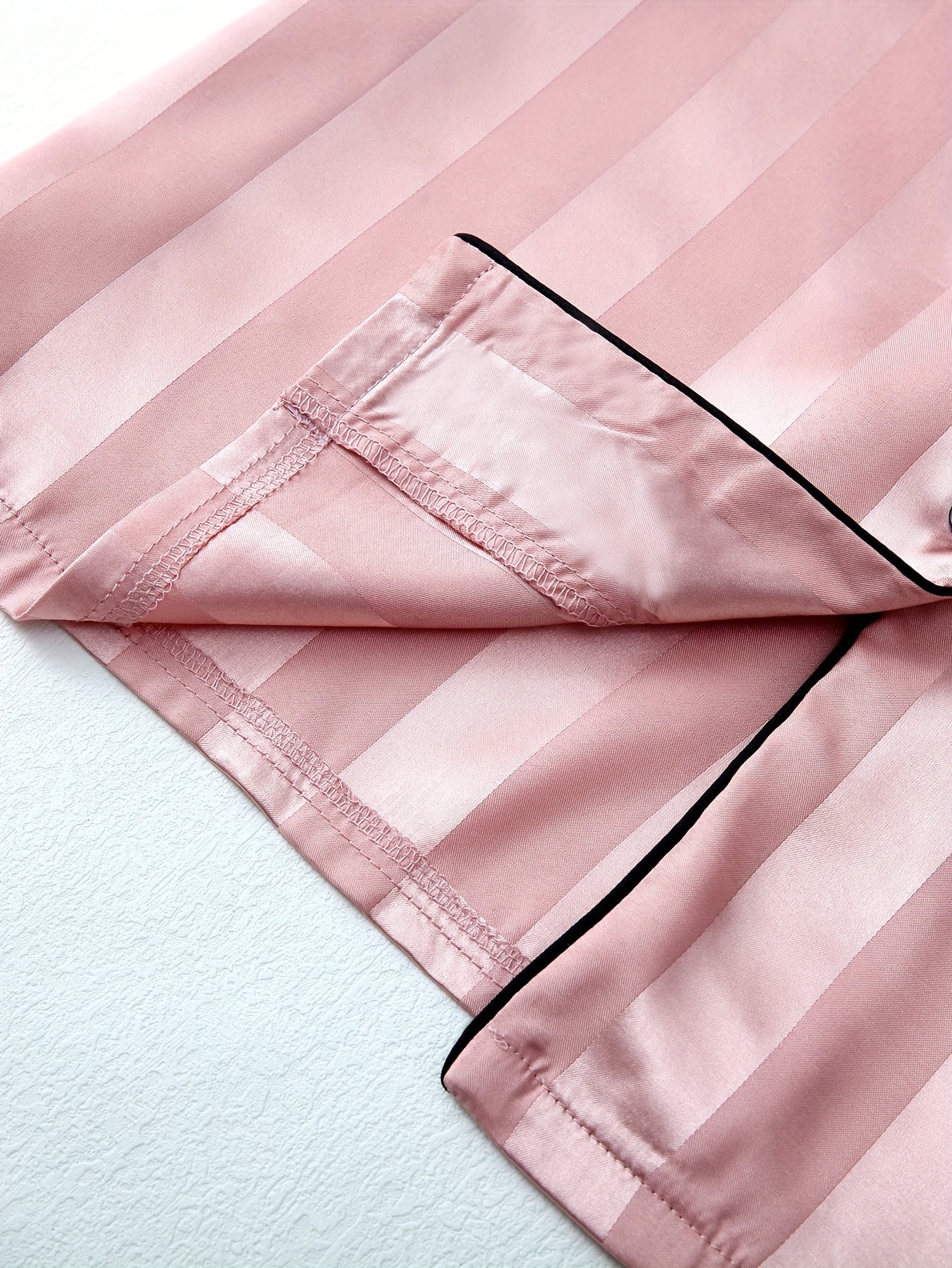 2 Sets Women's Striped Satin Casual Pajama Set, Short Sleeve Buttons Lapel Top & Shorts, Comfortable Relaxed Fit