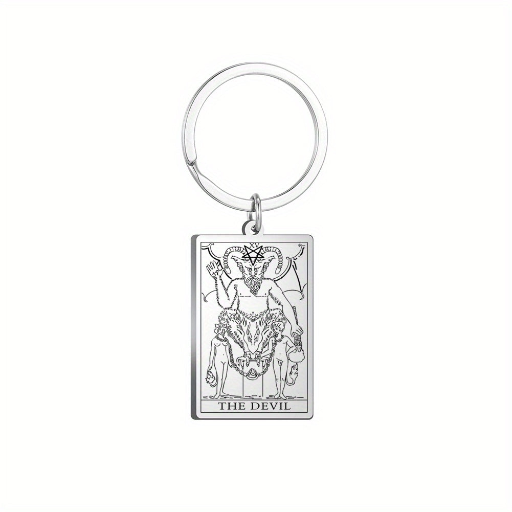 Vintage Stainless Steel Major Arcana Tarot Pendant Keychain - Powerful Divination Tool and Fashion Accessory