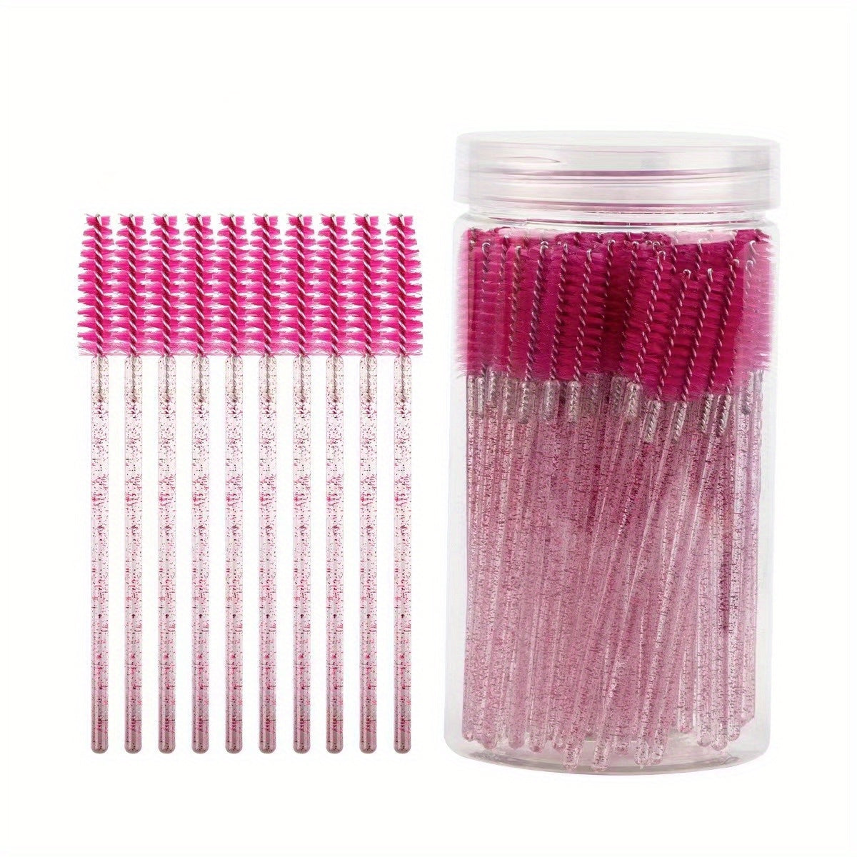 100pcs Eyelash Brushes with Container - Mascara Wands, Eyebrow Brush, and Eyelash Comb for Eyelash Extensions and Makeup Application
