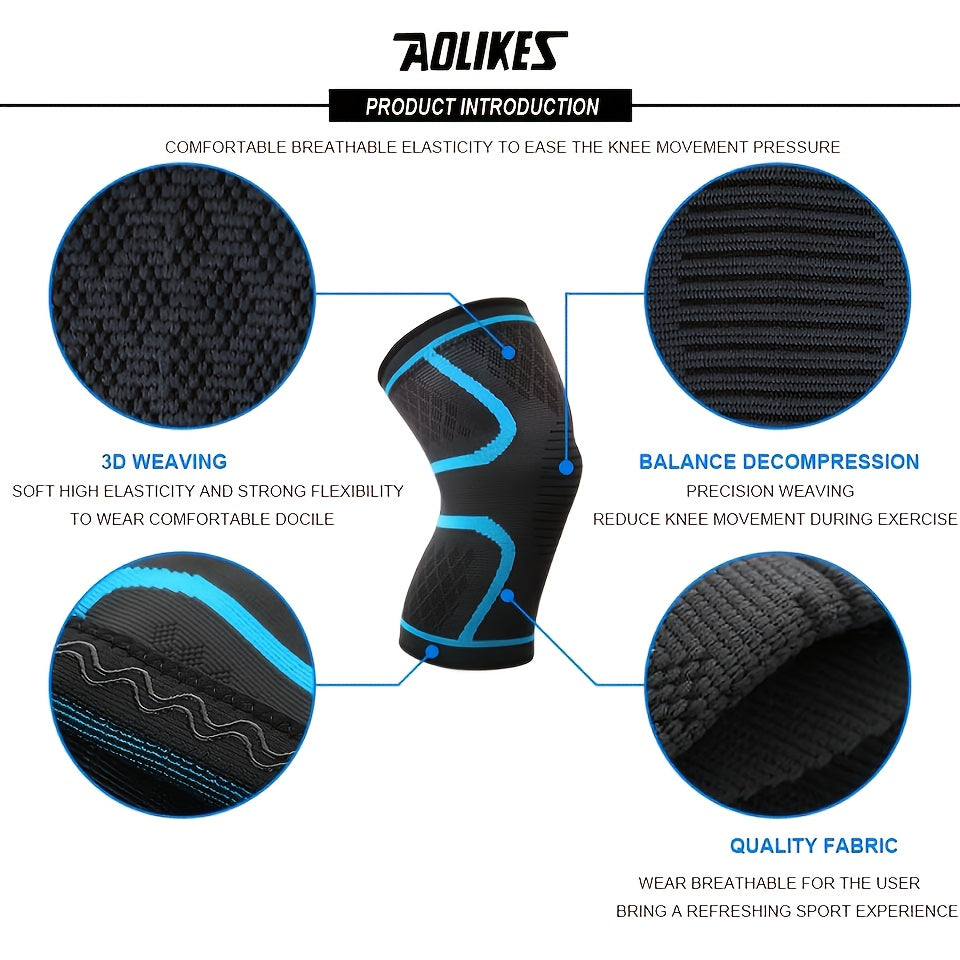 1pc AOLIKES Compression Knee Sleeve - Breathable, Non-Slip, Ideal for Running, Volleyball, Basketball, Yoga, Tennis, Football and more - Durable Polyamide & Nylon, Fitness Enthusiasts, Athletes, Fitness Accessory, Sports Gear
