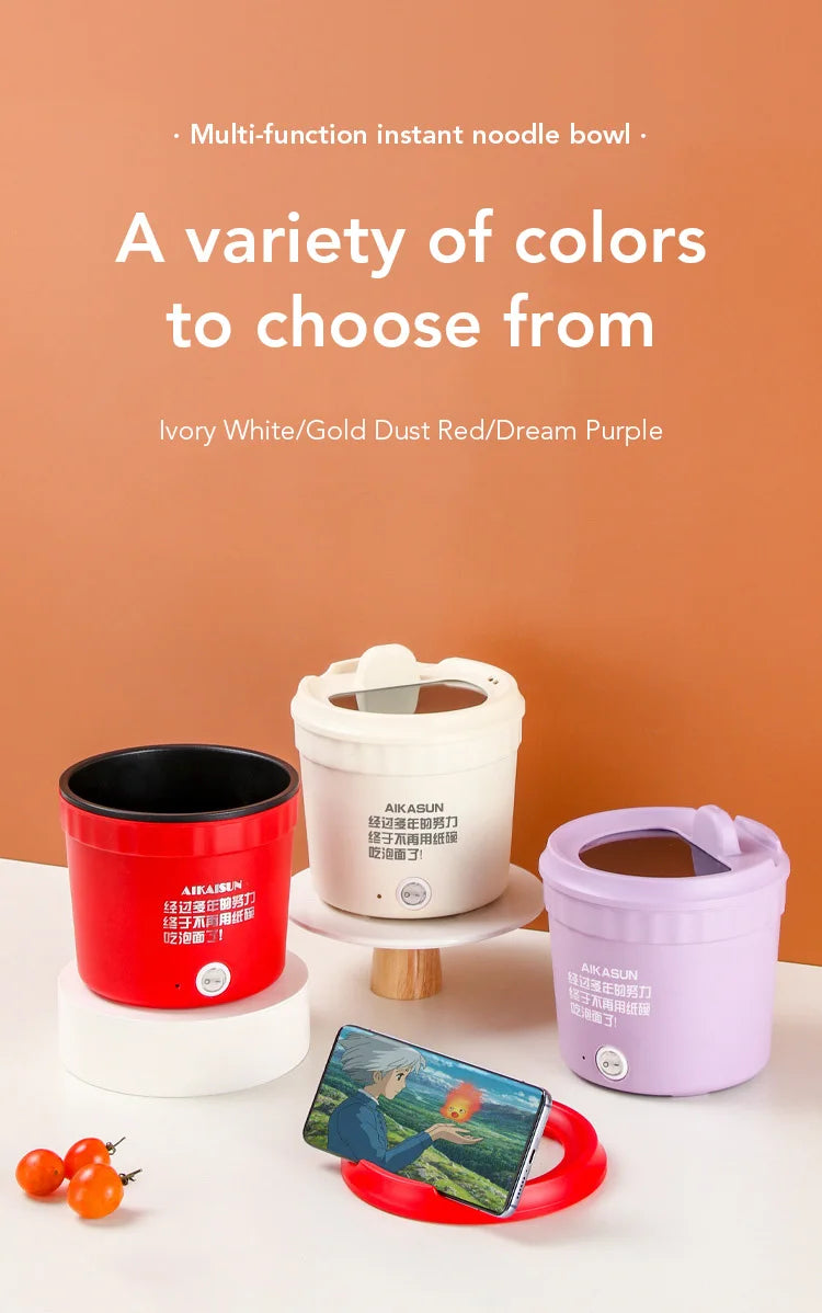 Electric Cooking Pot 450W Pot Multifunctional Rice Cooker Hot Pot Instant Noodles Porridge Omelette Quick Food Pot Frying Pan