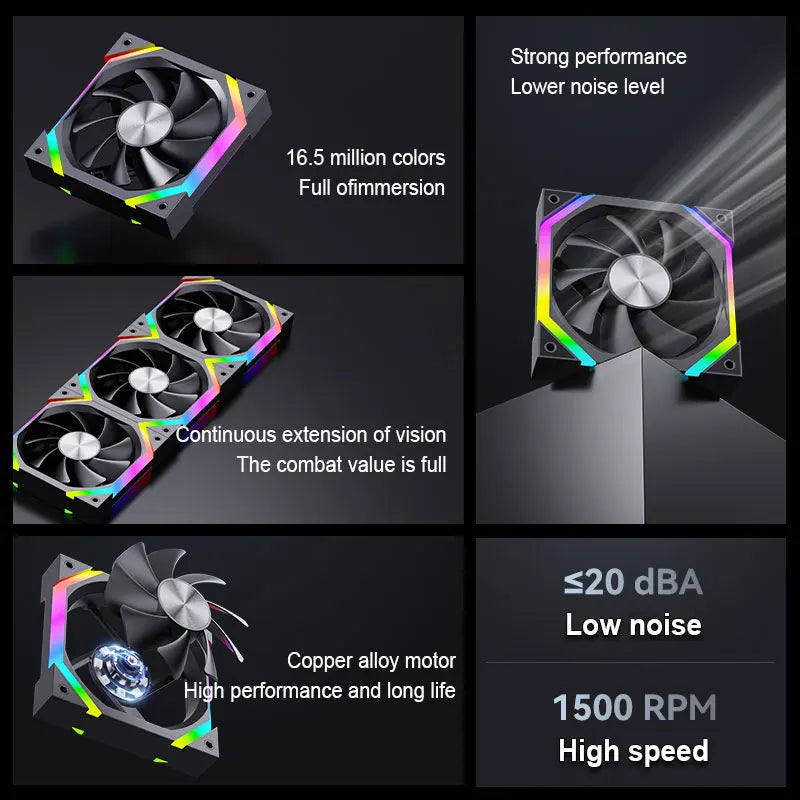UPSIREN ZF-120 Computer Chassis Fan 12cm ARGB 4 Pin PWM Quiet Cooling Fan 12V Large Air Volume 45CFM/600-1500RPM