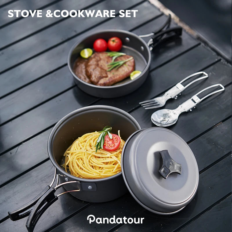 Pandatou Big2.6L High Quality Portable Aluminum Pot Camping Tourism Cooker Equipment Folding Easy Equiped Outdoor Large Capacity