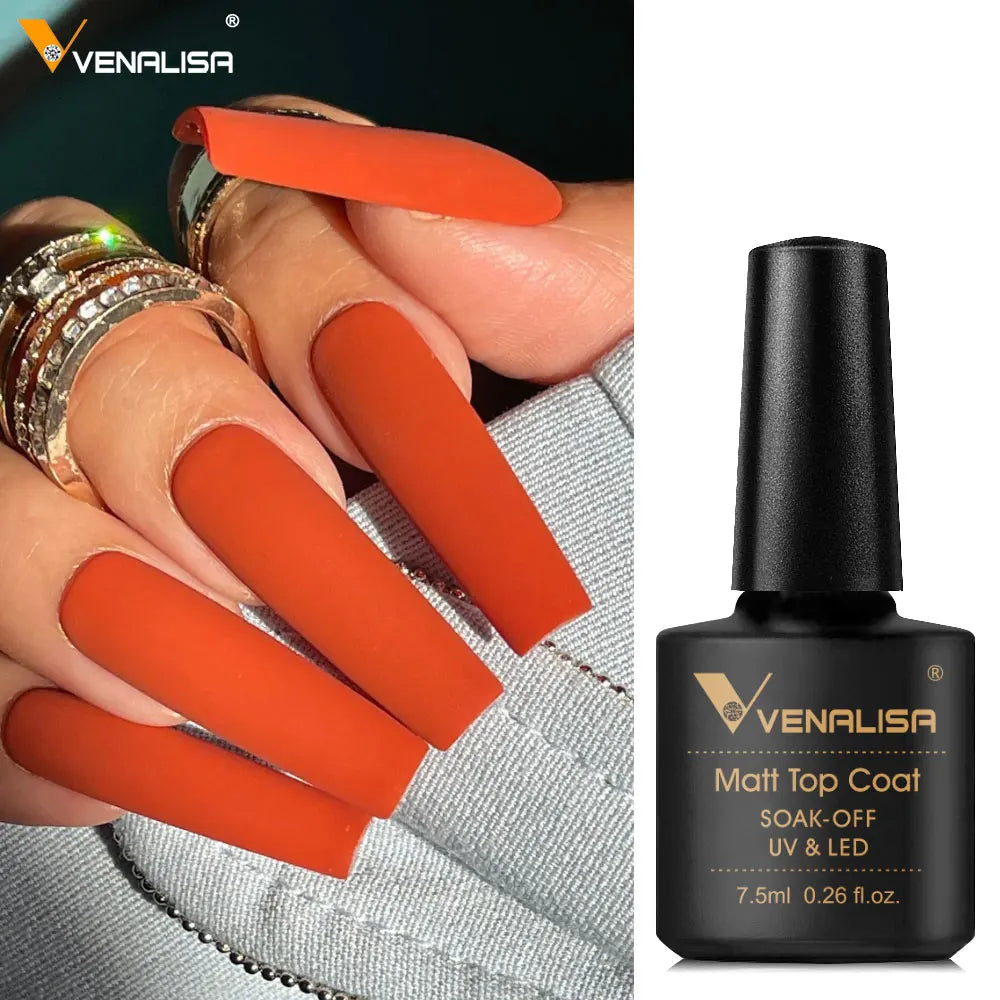 VENALISA Matte Top Coat CANNI Nail Art Design High Quality UV LED Base Coat No Sticky Layer Top Coat, Soak off Matt Topcoat