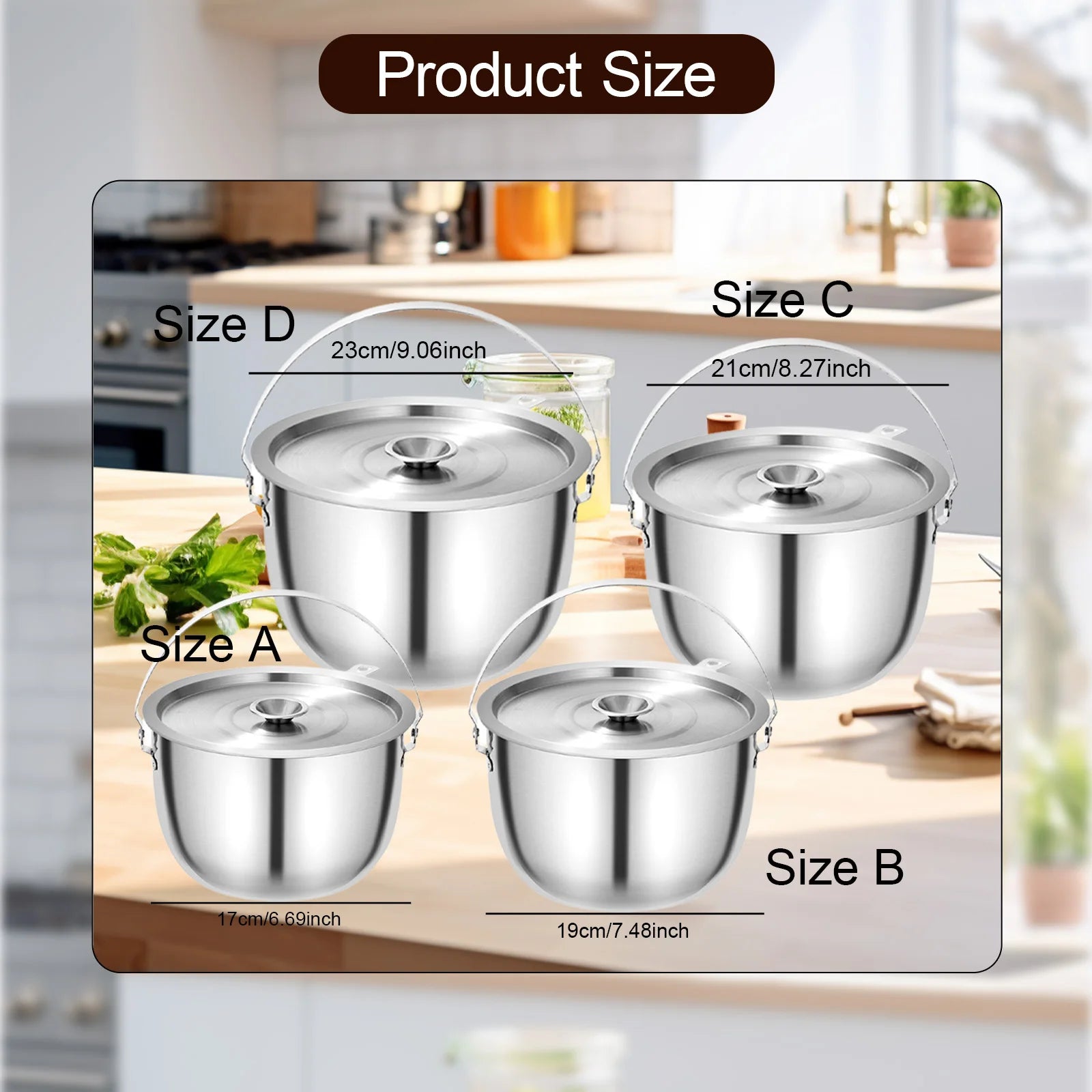 Portable Cooking Pot Soup Pot Home Oil Pot Stainless Steel Camping Pot with Lid Handle for Cooking Home Commercial