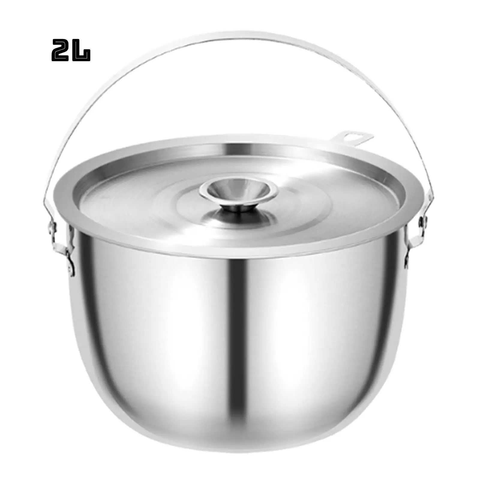Portable Cooking Pot Soup Pot Home Oil Pot Stainless Steel Camping Pot with Lid Handle for Cooking Home Commercial