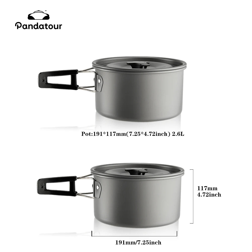 Pandatou Big2.6L High Quality Portable Aluminum Pot Camping Tourism Cooker Equipment Folding Easy Equiped Outdoor Large Capacity