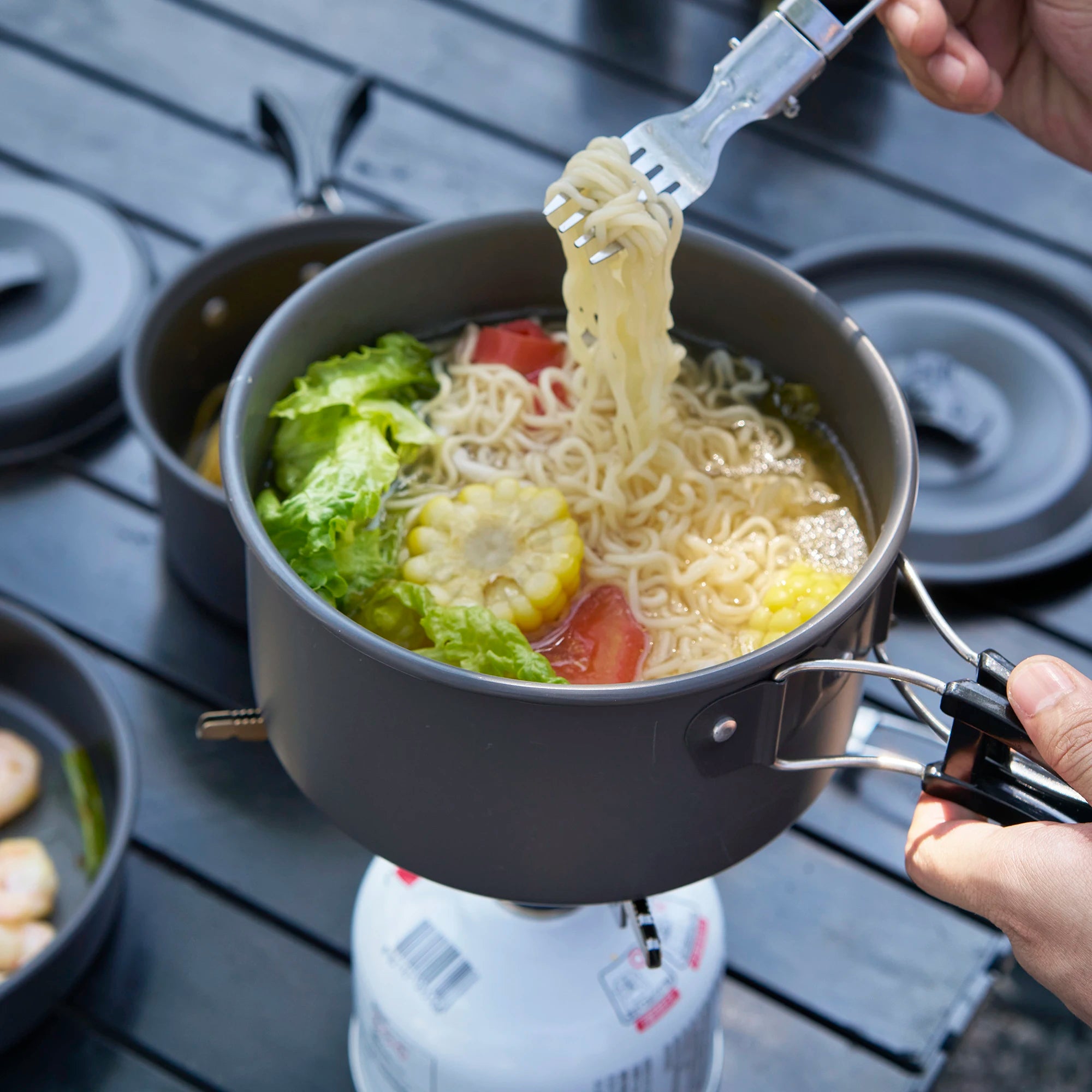 Pandatou Big2.6L High Quality Portable Aluminum Pot Camping Tourism Cooker Equipment Folding Easy Equiped Outdoor Large Capacity