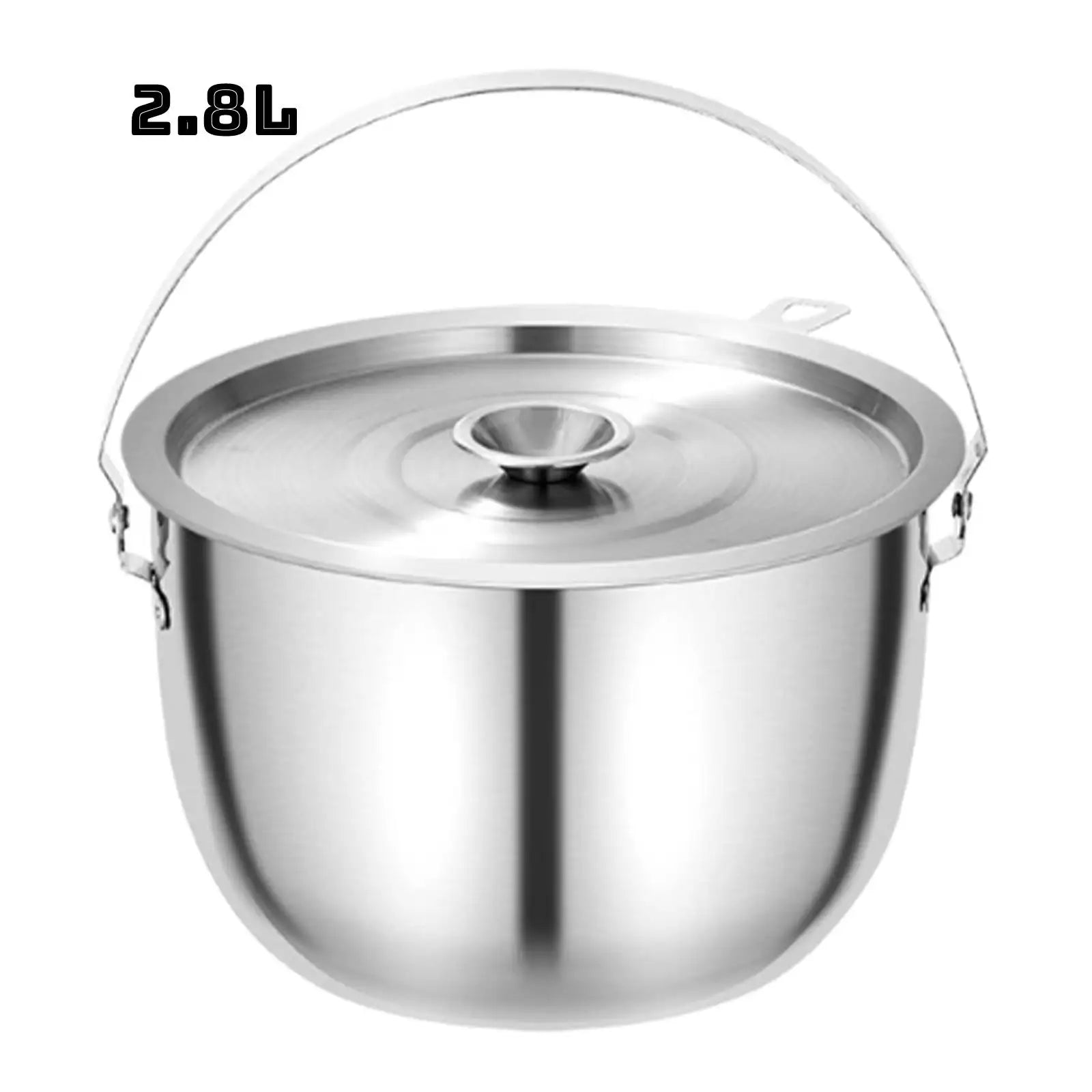 Portable Cooking Pot Soup Pot Home Oil Pot Stainless Steel Camping Pot with Lid Handle for Cooking Home Commercial