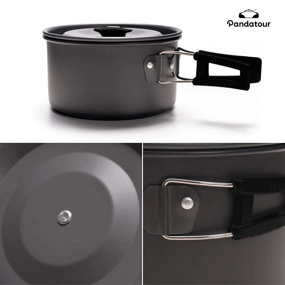 Pandatou Big2.6L High Quality Portable Aluminum Pot Camping Tourism Cooker Equipment Folding Easy Equiped Outdoor Large Capacity