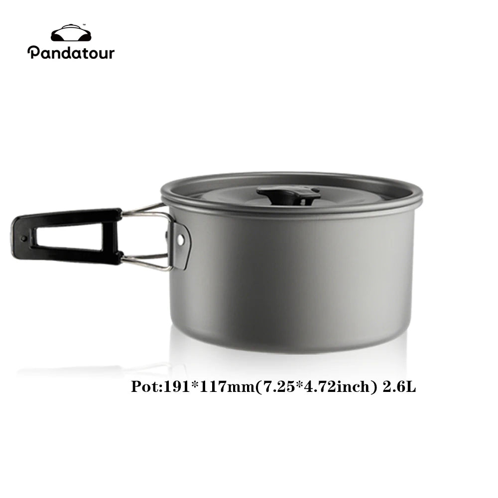 Pandatou Big2.6L High Quality Portable Aluminum Pot Camping Tourism Cooker Equipment Folding Easy Equiped Outdoor Large Capacity