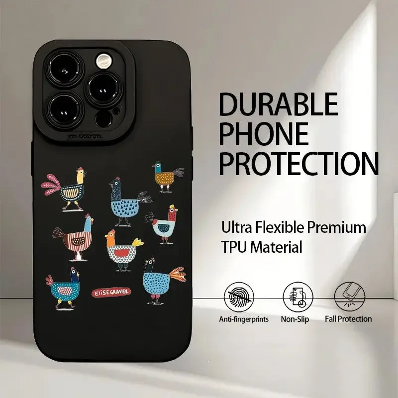 2025 New Customized Cartoon Pattern Matte Perforated TPU Phone Case for iPhone 17/16/15-High Shock Resistant Mobile Accessories