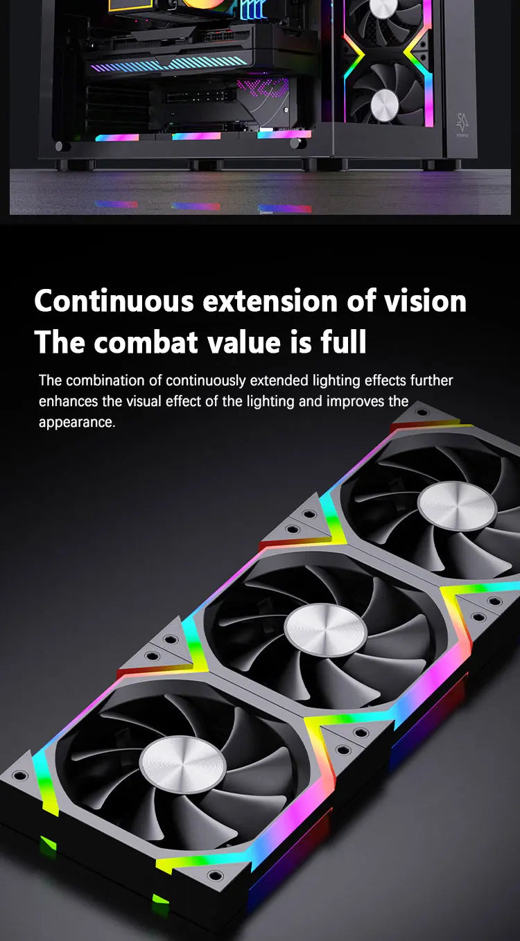 UPSIREN ZF-120 Computer Chassis Fan 12cm ARGB 4 Pin PWM Quiet Cooling Fan 12V Large Air Volume 45CFM/600-1500RPM