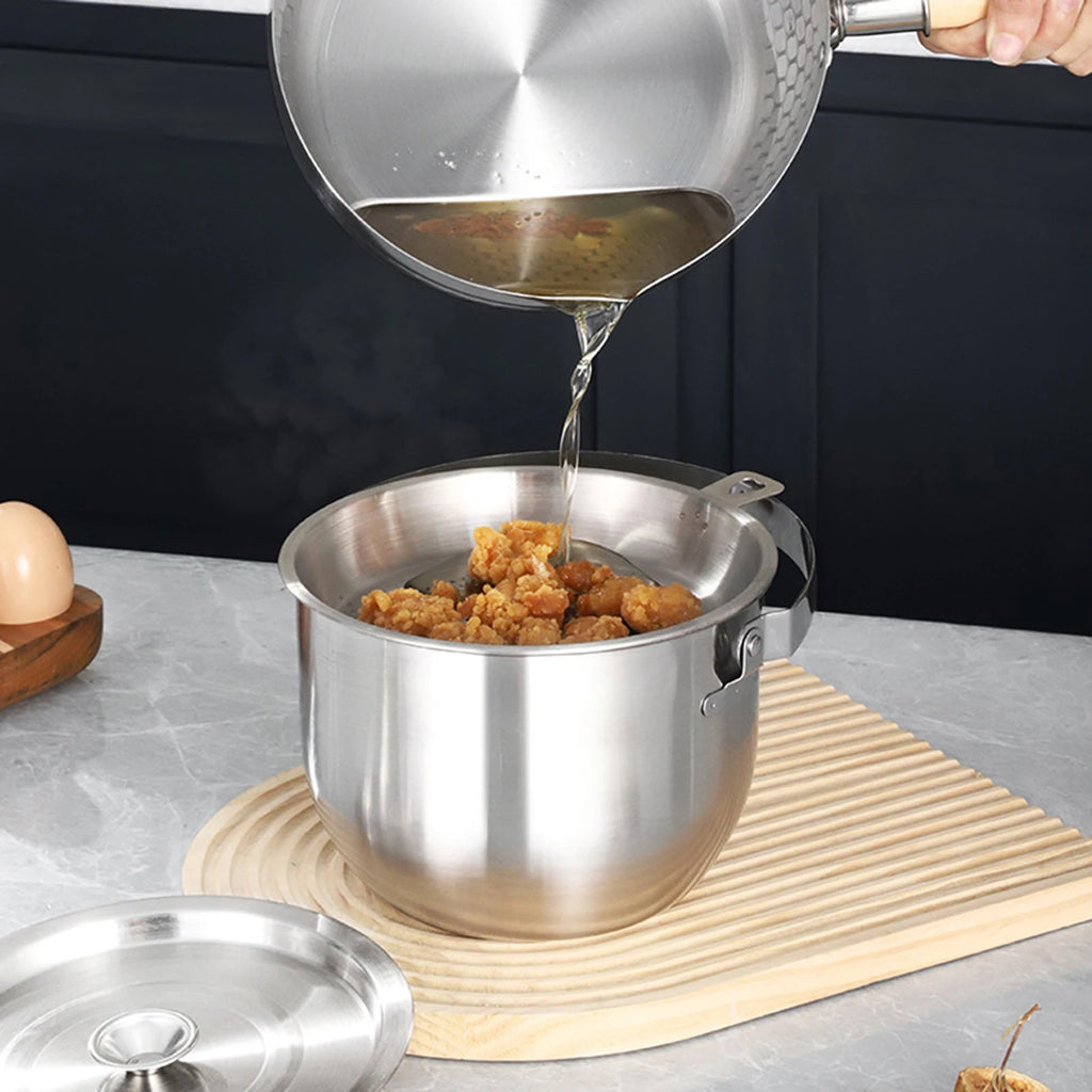 Portable Cooking Pot Soup Pot Home Oil Pot Stainless Steel Camping Pot with Lid Handle for Cooking Home Commercial