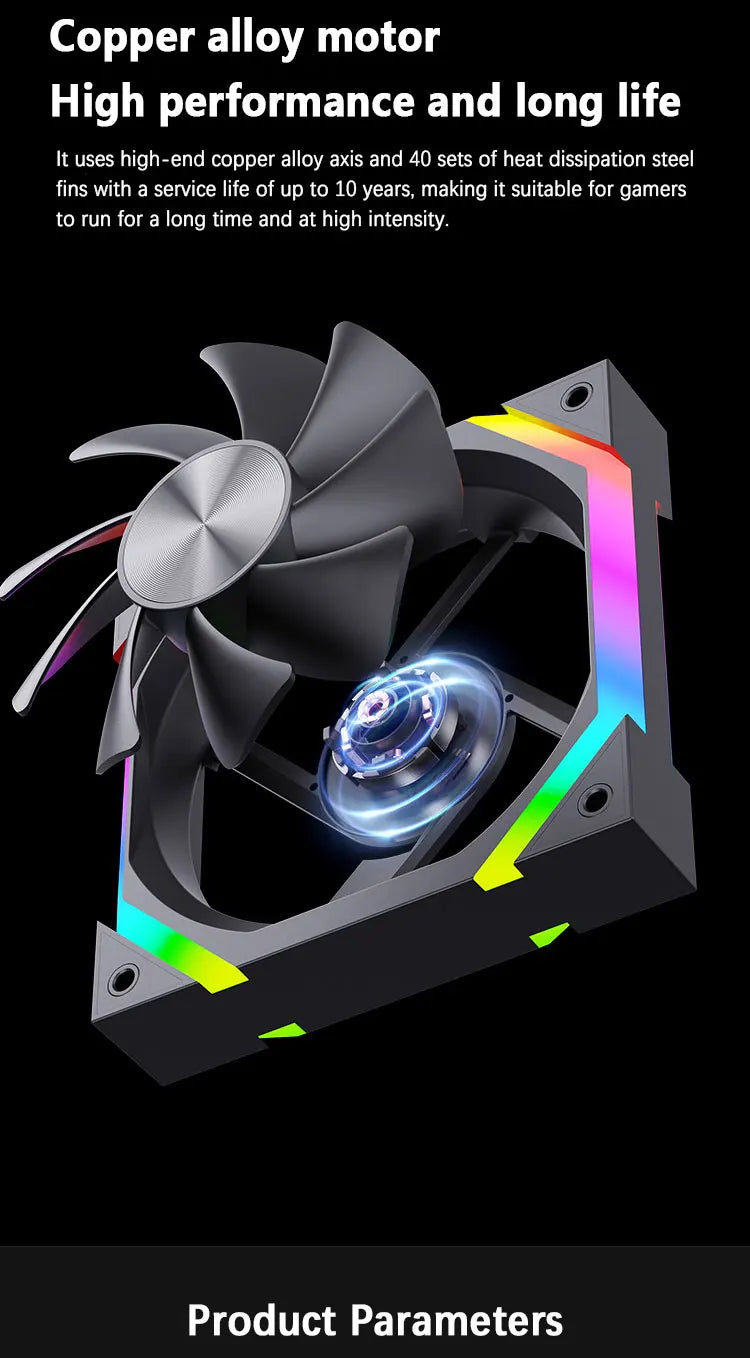 UPSIREN ZF-120 Computer Chassis Fan 12cm ARGB 4 Pin PWM Quiet Cooling Fan 12V Large Air Volume 45CFM/600-1500RPM