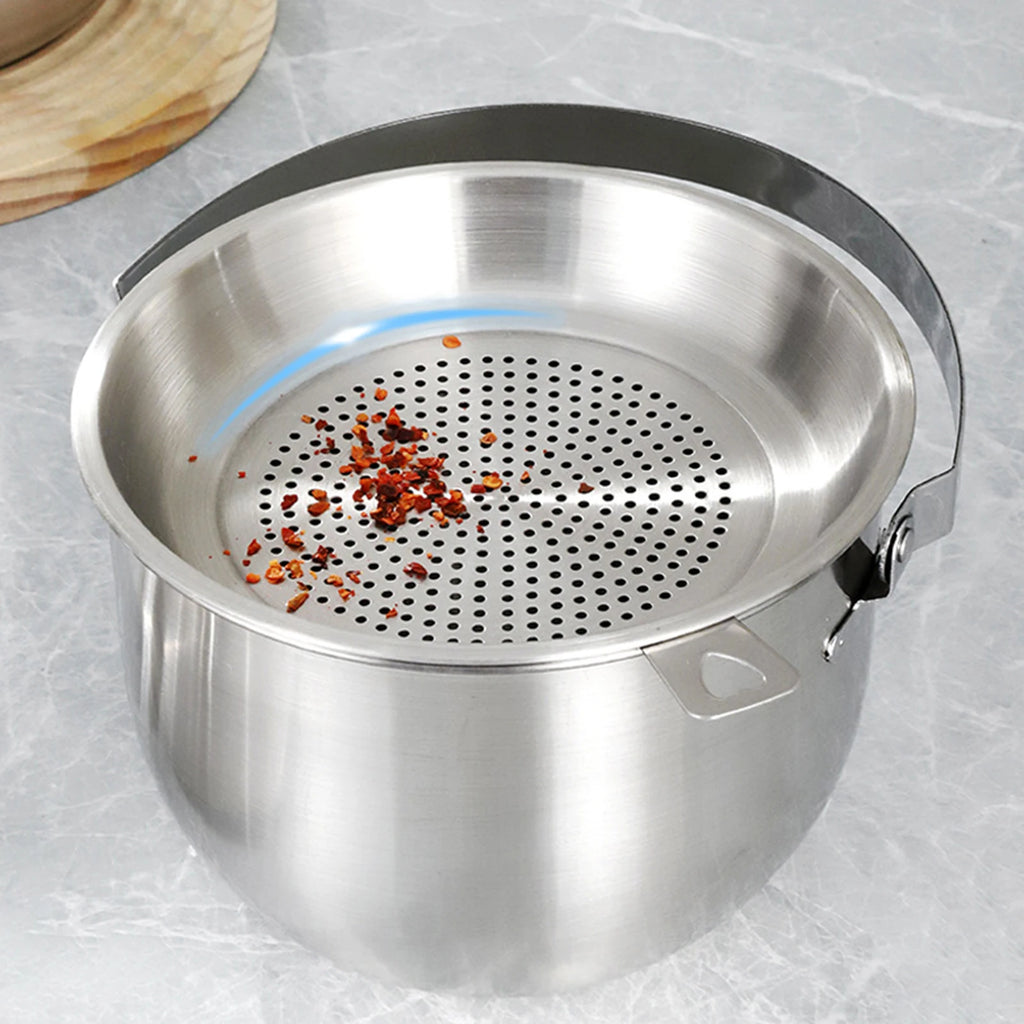 Portable Cooking Pot Soup Pot Home Oil Pot Stainless Steel Camping Pot with Lid Handle for Cooking Home Commercial