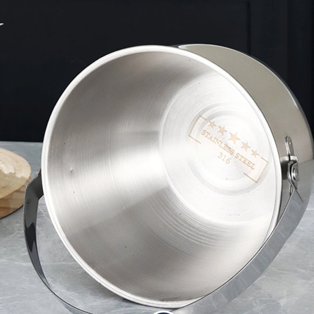 Portable Cooking Pot Soup Pot Home Oil Pot Stainless Steel Camping Pot with Lid Handle for Cooking Home Commercial