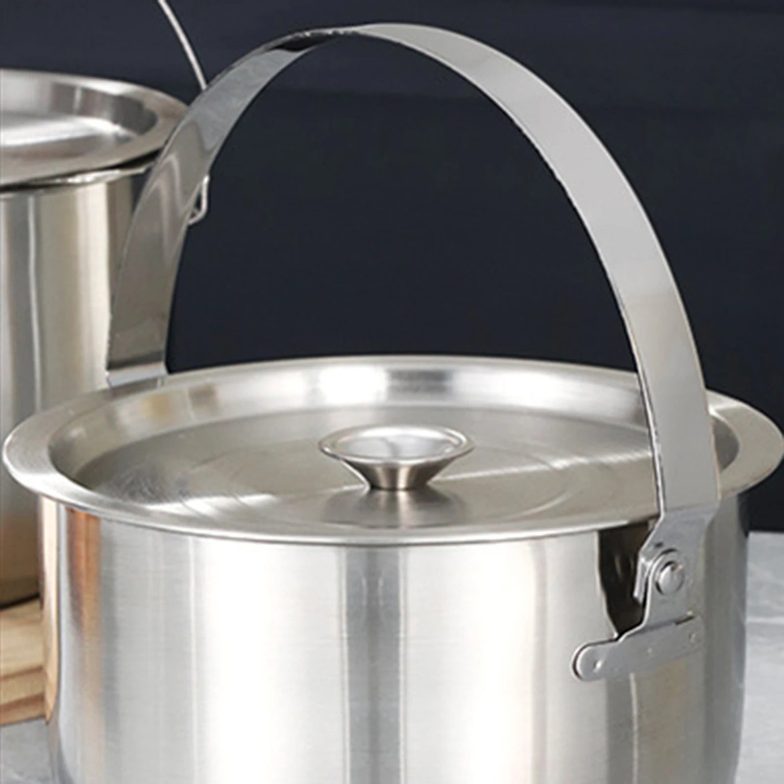 Portable Cooking Pot Soup Pot Home Oil Pot Stainless Steel Camping Pot with Lid Handle for Cooking Home Commercial