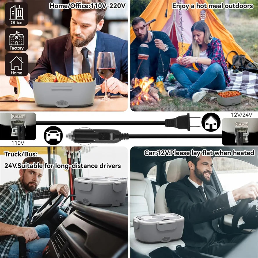 Electric Lunch Box Food Heater for Work Food Warmer for Car Truck Outdoor Containers Potable Heating lunch Box Adults Camping