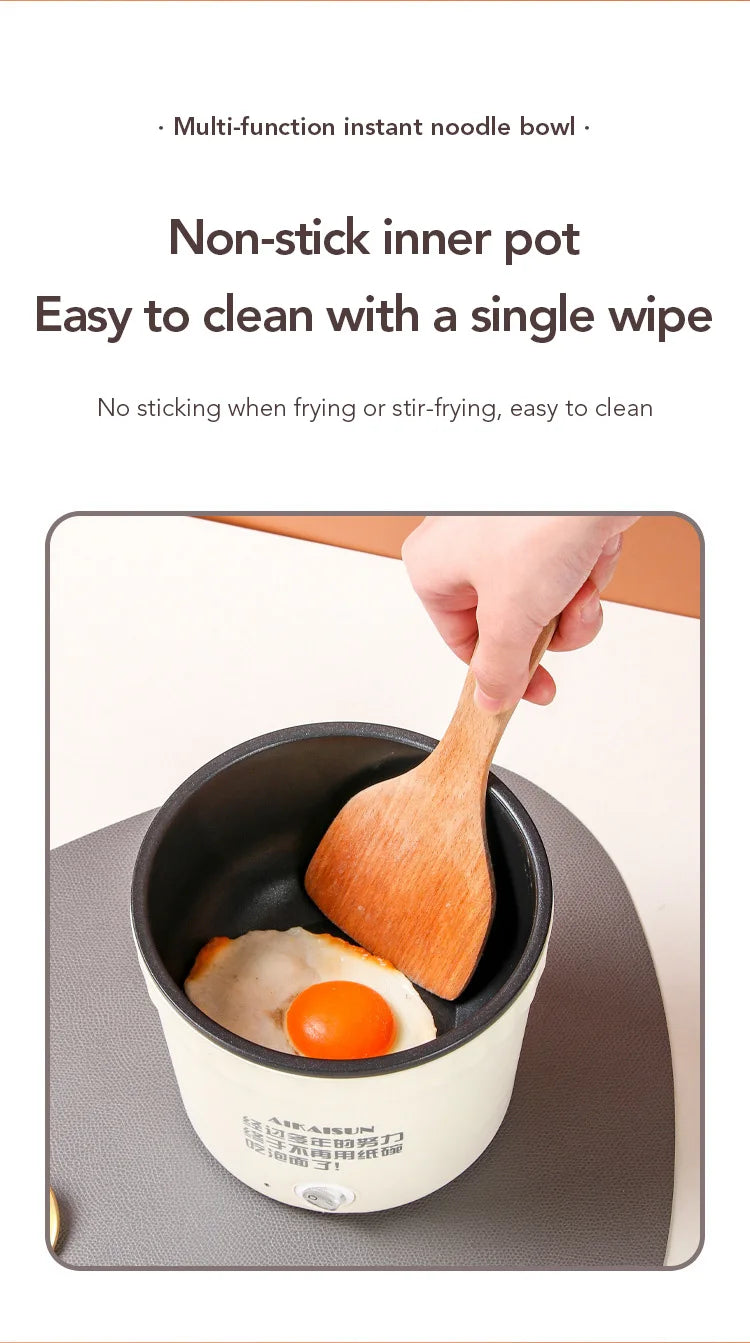 Electric Cooking Pot 450W Pot Multifunctional Rice Cooker Hot Pot Instant Noodles Porridge Omelette Quick Food Pot Frying Pan