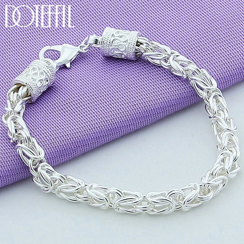 DOTEFFIL 925 Sterling Silver/18K Gold Lobster Clasp Bracelet For Woman Man Fashion Wedding Engagement Jewelry