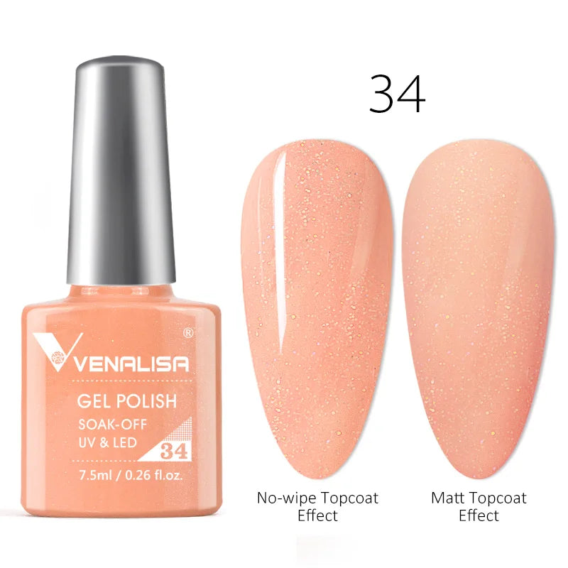 Venalisa Tempered No Wipe Top Coat Base Gel Top Coat Matte Top Nail Gel 7.5ML All Nails Base&Top Gel neon color nail polish gel