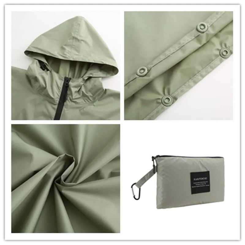 Women Men Poncho Raincoat Waterproof Tent Cover Wear Outdoors Hiking Biker Rain Coat Jacket Zip Cloak Trench