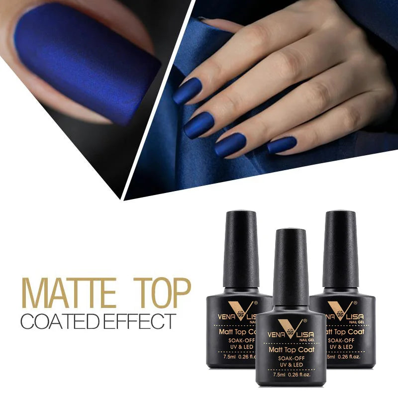 Venalisa Long Wear Top Coat Tempered Top Coat Peel Off Base Coat Color Nail Gel Polish Beautiful Semi Permanent Nail Gel Enamel