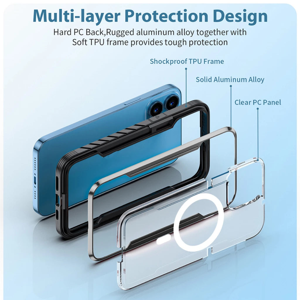 Magical Ash Black TPU Case for iPhone 16 14 Pro Max Magnetic Clear Shockproof Phone Cover PC Compatible Ai Phone Protection