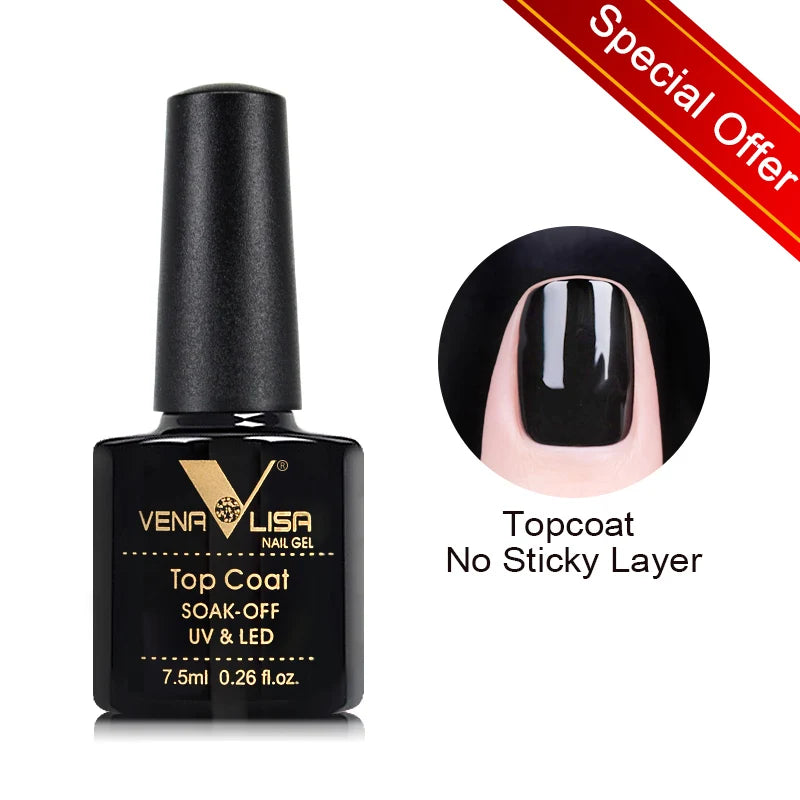 VENALISA Matte Top Coat CANNI Nail Art Design High Quality UV LED Base Coat No Sticky Layer Top Coat, Soak off Matt Topcoat
